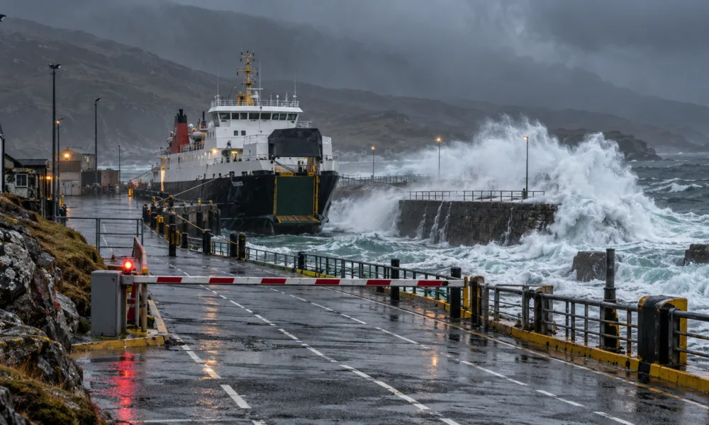 Sztorm „Boelo” w Szkocji – wszystkie 30 tras promowych CalMac odwołane do końca weekendu, zamknięte zamki w Edynburgu i Stirling