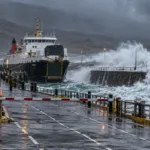 Sztorm „Boelo” w Szkocji – wszystkie 30 tras promowych CalMac odwołane do końca weekendu, zamknięte zamki w Edynburgu i Stirling