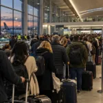 Skok napięcia sparaliżował systemy lotniska Stansted – pasażerowie ponad 90 minut w korytarzu, długie kolejki do kontroli paszportowej