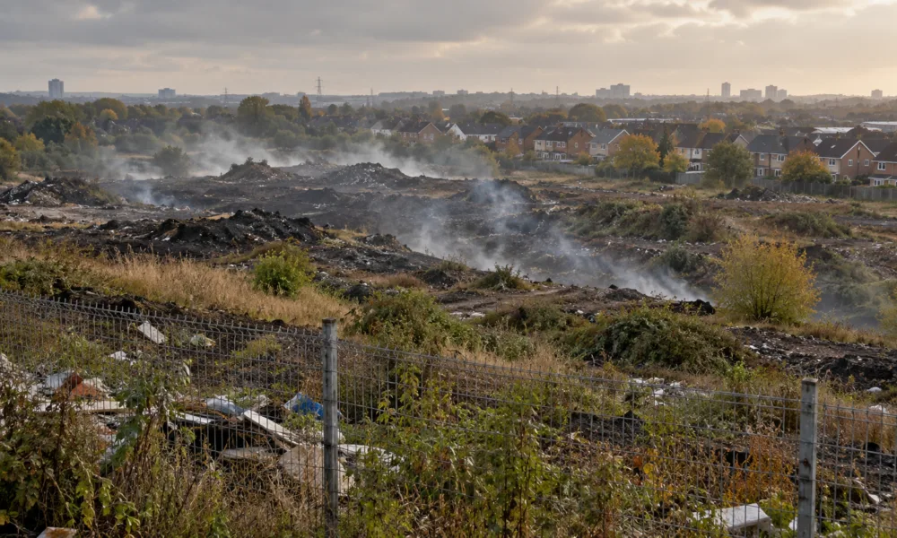 Płonące wysypisko „Rainham volcano” we wschodnim Londynie – burmistrz Sadiq Khan napisze do ministrów w sprawie usunięcia 80 000 ton odpadów