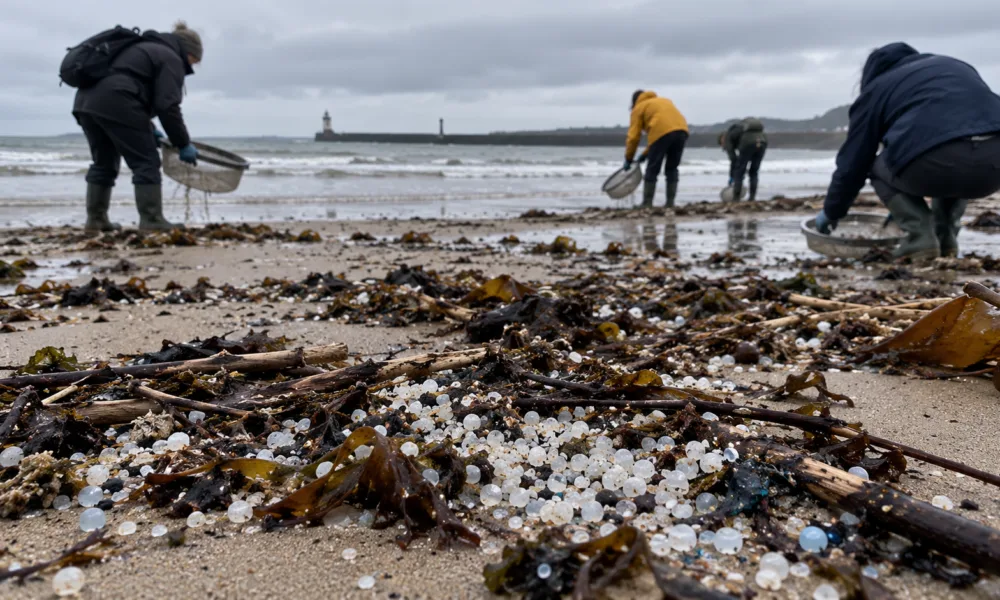 Odzyskano tylko 28 procent granulatu z wycieku w rzece Tyne – plastikowe kulki dotarły aż do Danii, nie wiadomo, kto zapłaci