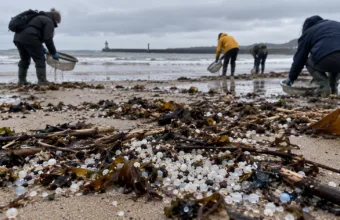 Odzyskano tylko 28 procent granulatu z wycieku w rzece Tyne – plastikowe kulki dotarły aż do Danii, nie wiadomo, kto zapłaci