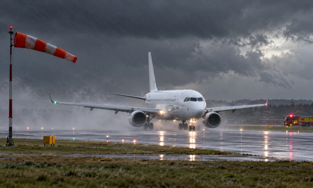 Samolot Jet2 na chwilę zjechał z pasa na lotnisku w Birmingham podczas sztormu „Boelo” – bez prądu wciąż około 90 000 odbiorców