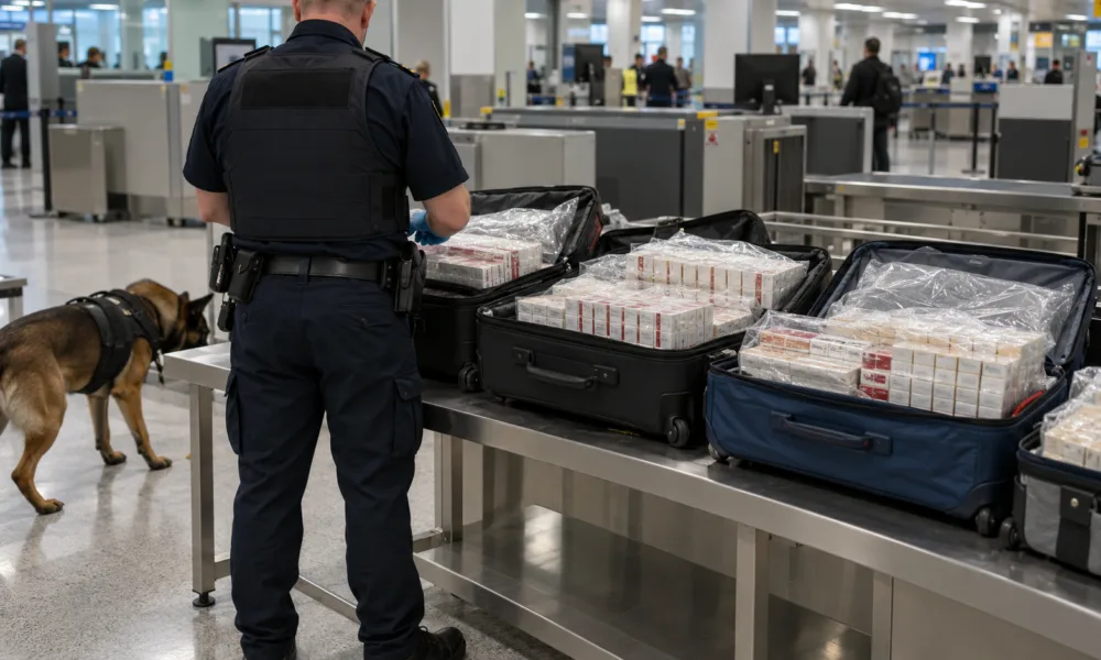 Prawie 4,9 miliona nielegalnych papierosów przejętych na lotnisku w Manchesterze – przemytnikom grozi do siedmiu lat więzienia